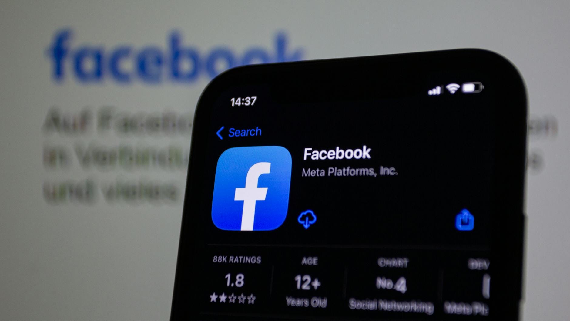 facebook application on smartphone touchscreen